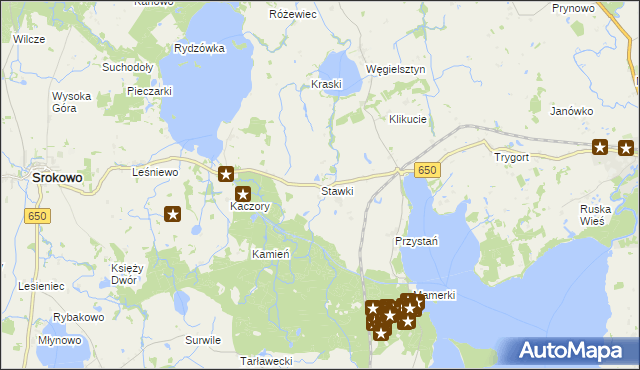 mapa Stawki gmina Węgorzewo, Stawki gmina Węgorzewo na mapie Targeo