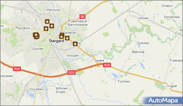 mapa Strachocin gmina Stargard, Strachocin gmina Stargard na mapie Targeo