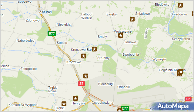 mapa Strubiny gmina Zakroczym, Strubiny gmina Zakroczym na mapie Targeo