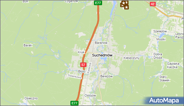 mapa Suchedniów, Suchedniów na mapie Targeo