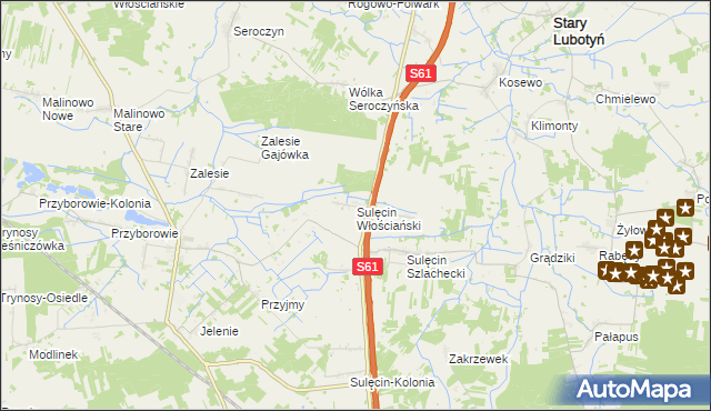 mapa Sulęcin Włościański, Sulęcin Włościański na mapie Targeo