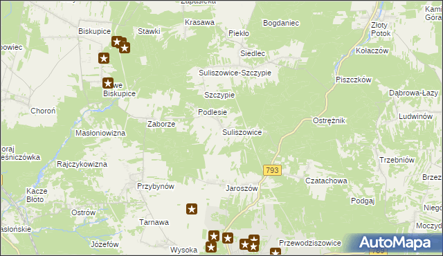 mapa Suliszowice, Suliszowice na mapie Targeo