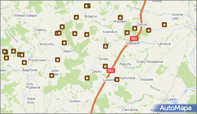 mapa Surały, Surały na mapie Targeo