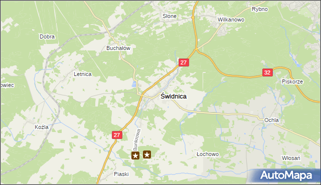 mapa Świdnica powiat zielonogórski, Świdnica powiat zielonogórski na mapie Targeo