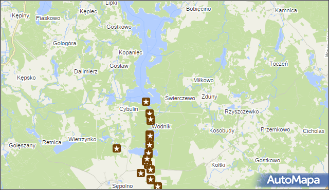 mapa Świerczewo gmina Biały Bór, Świerczewo gmina Biały Bór na mapie Targeo