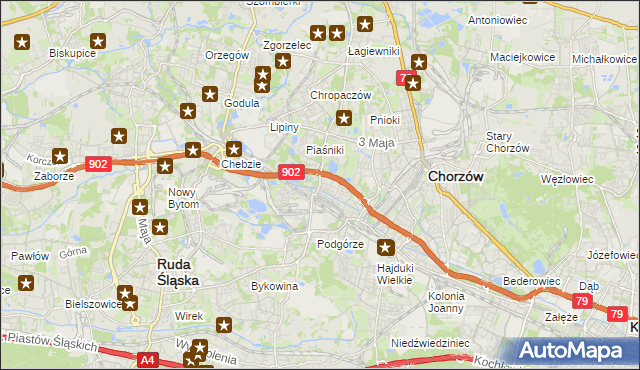 mapa Świętochłowice, Świętochłowice na mapie Targeo
