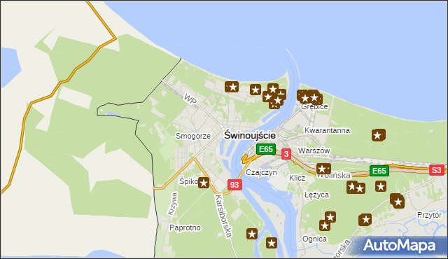 mapa Świnoujście, Świnoujście na mapie Targeo