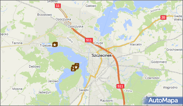 mapa Szczecinek, Szczecinek na mapie Targeo