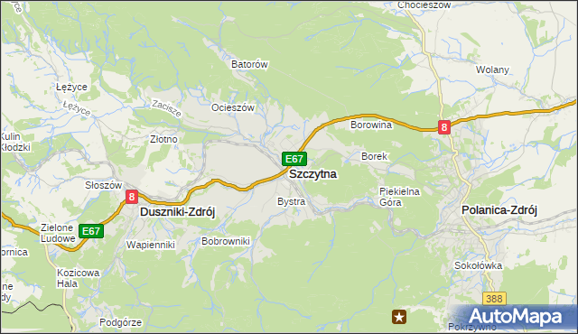 mapa Szczytna powiat kłodzki, Szczytna powiat kłodzki na mapie Targeo