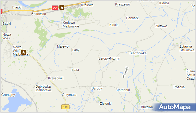 mapa Szropy-Niziny, Szropy-Niziny na mapie Targeo