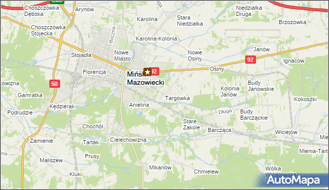 mapa Targówka gmina Mińsk Mazowiecki, Targówka gmina Mińsk Mazowiecki na mapie Targeo