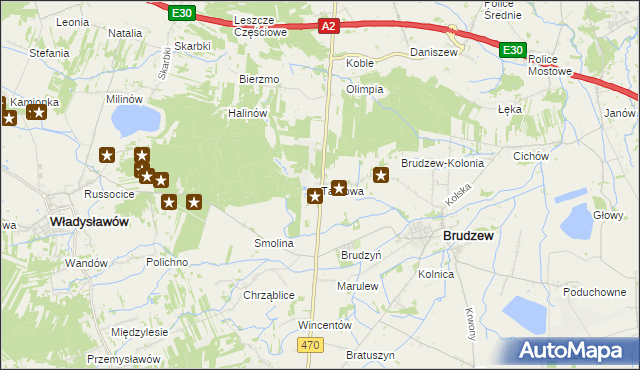 mapa Tarnowa gmina Brudzew, Tarnowa gmina Brudzew na mapie Targeo