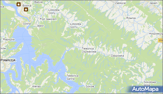 mapa Teleśnica Oszwarowa, Teleśnica Oszwarowa na mapie Targeo