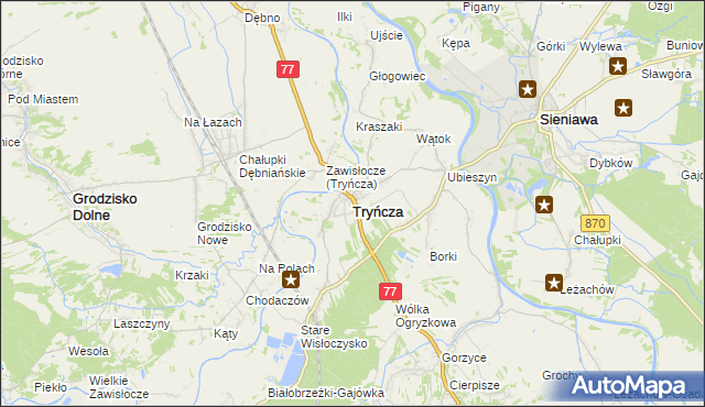 mapa Tryńcza, Tryńcza na mapie Targeo