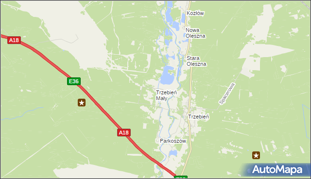 mapa Trzebień Mały, Trzebień Mały na mapie Targeo