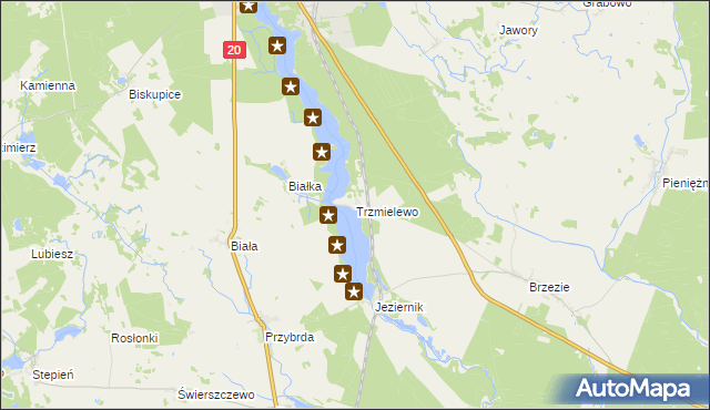 mapa Trzmielewo gmina Rzeczenica, Trzmielewo gmina Rzeczenica na mapie Targeo
