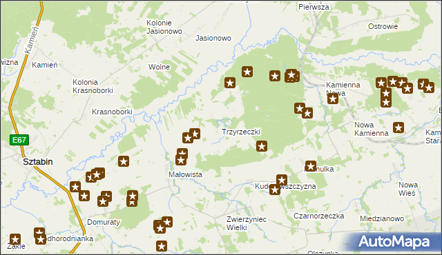 mapa Trzyrzeczki, Trzyrzeczki na mapie Targeo