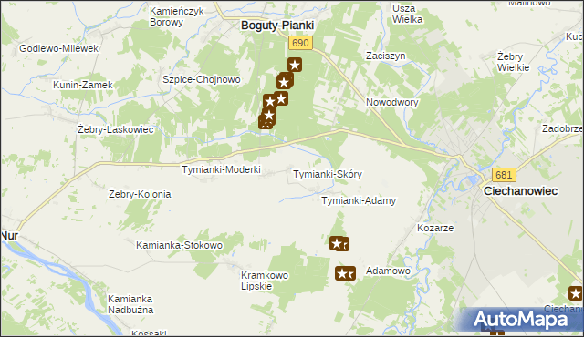 mapa Tymianki-Skóry, Tymianki-Skóry na mapie Targeo