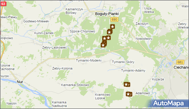 mapa Tymianki-Szklarze, Tymianki-Szklarze na mapie Targeo