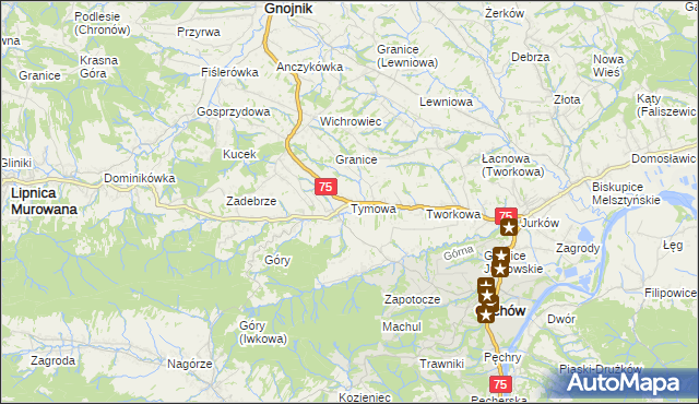 mapa Tymowa gmina Czchów, Tymowa gmina Czchów na mapie Targeo