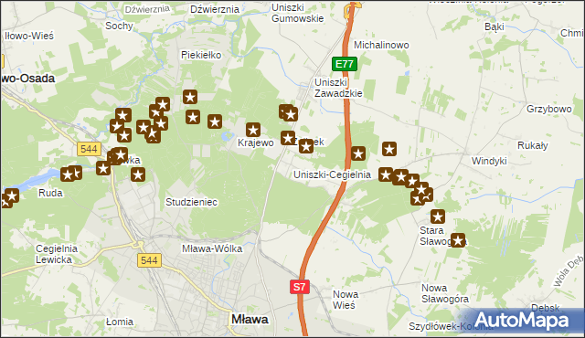 mapa Uniszki-Cegielnia, Uniszki-Cegielnia na mapie Targeo