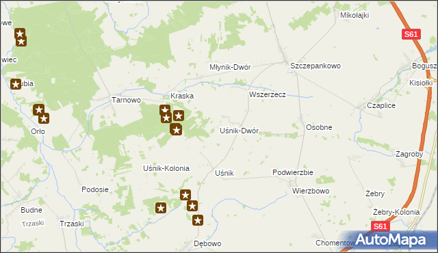 mapa Uśnik-Dwór, Uśnik-Dwór na mapie Targeo