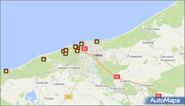 mapa Ustka, Ustka na mapie Targeo