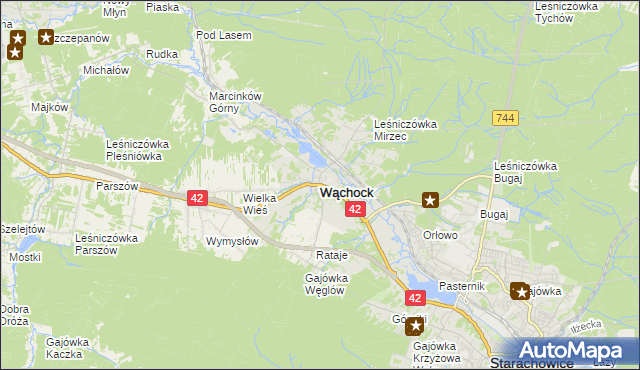 mapa Wąchock, Wąchock na mapie Targeo