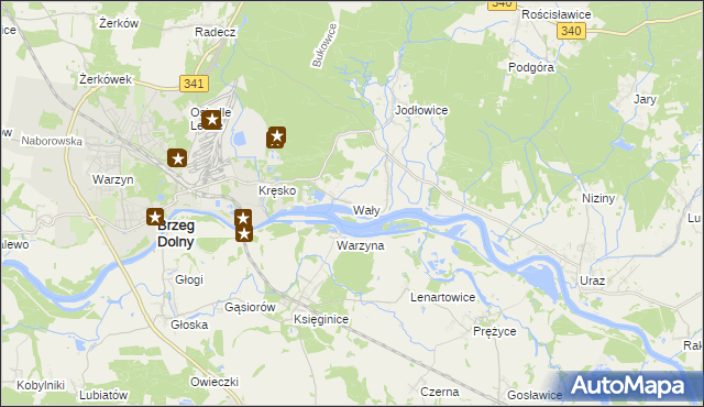 mapa Wały gmina Brzeg Dolny, Wały gmina Brzeg Dolny na mapie Targeo