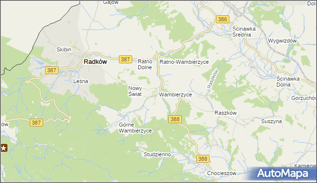 mapa Wambierzyce, Wambierzyce na mapie Targeo