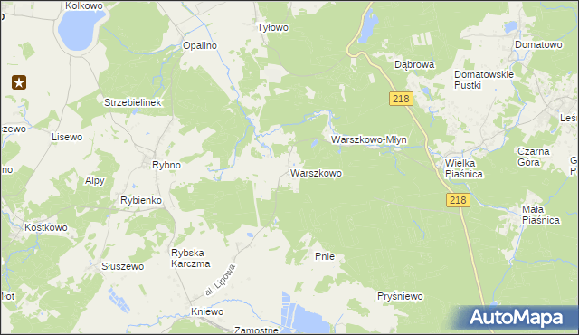 mapa Warszkowo gmina Wejherowo, Warszkowo gmina Wejherowo na mapie Targeo