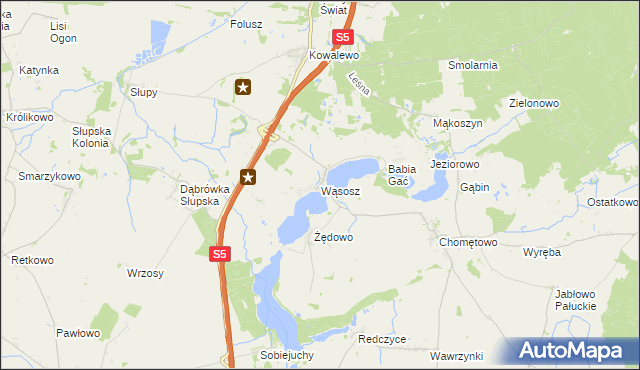 mapa Wąsosz gmina Szubin, Wąsosz gmina Szubin na mapie Targeo