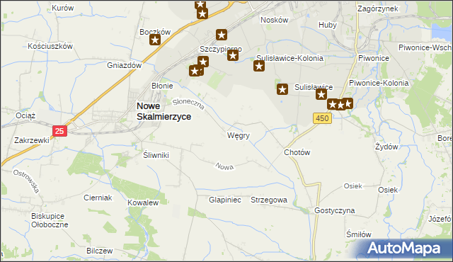 mapa Węgry gmina Nowe Skalmierzyce, Węgry gmina Nowe Skalmierzyce na mapie Targeo