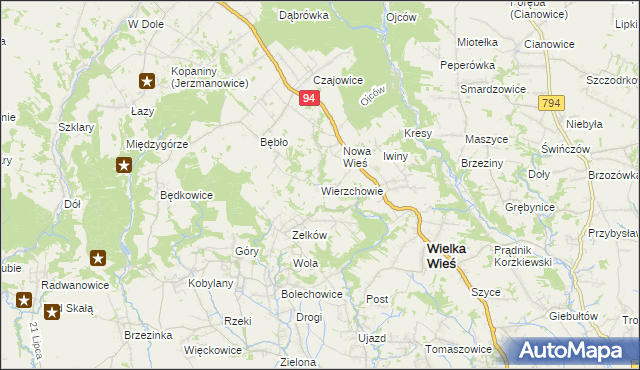 mapa Wierzchowie, Wierzchowie na mapie Targeo