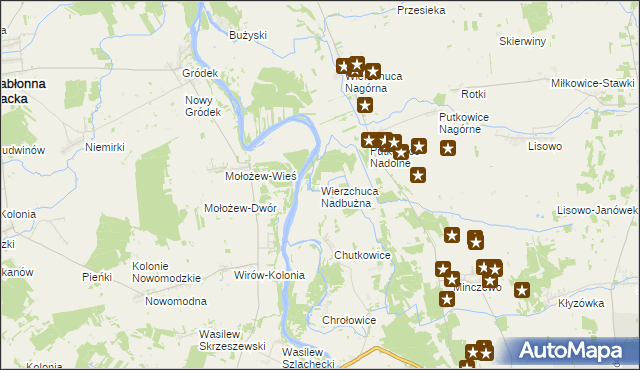 mapa Wierzchuca Nadbużna, Wierzchuca Nadbużna na mapie Targeo