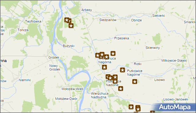 mapa Wierzchuca Nagórna, Wierzchuca Nagórna na mapie Targeo
