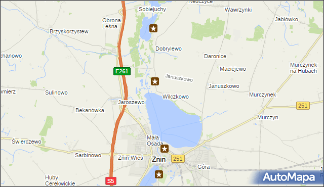 mapa Wilczkowo gmina Żnin, Wilczkowo gmina Żnin na mapie Targeo