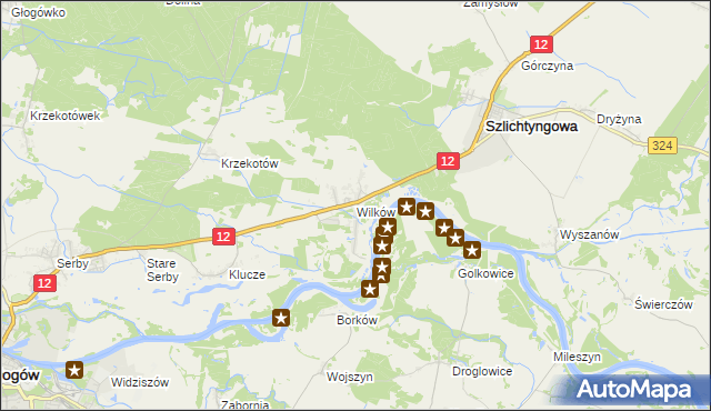 mapa Wilków gmina Głogów, Wilków gmina Głogów na mapie Targeo