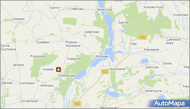mapa Witosław gmina Osieczna, Witosław gmina Osieczna na mapie Targeo