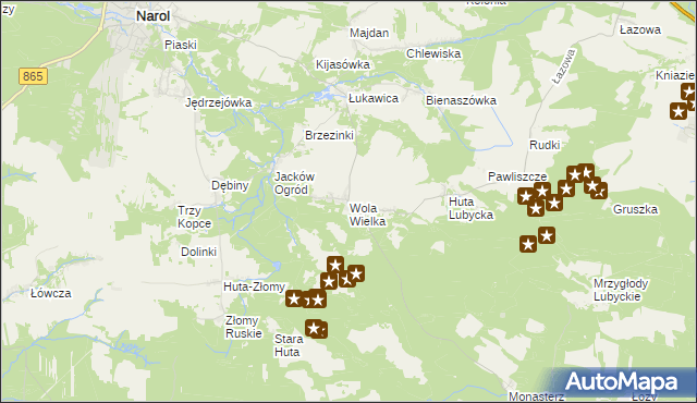 mapa Wola Wielka gmina Narol, Wola Wielka gmina Narol na mapie Targeo