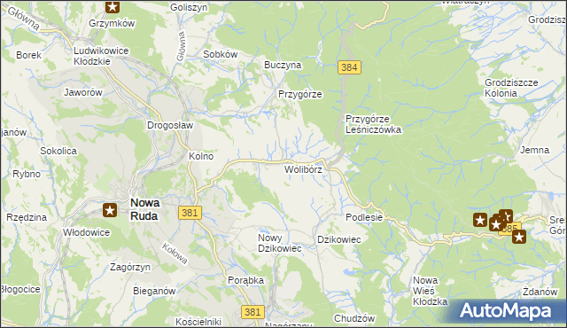 mapa Wolibórz, Wolibórz na mapie Targeo