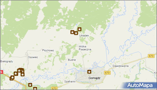 mapa Wólka Piaseczna gmina Goniądz, Wólka Piaseczna gmina Goniądz na mapie Targeo