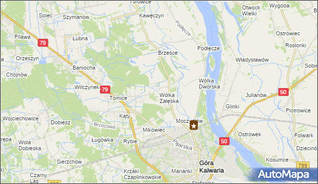 mapa Wólka Załęska gmina Góra Kalwaria, Wólka Załęska gmina Góra Kalwaria na mapie Targeo