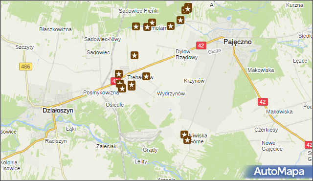 mapa Wydrzynów, Wydrzynów na mapie Targeo