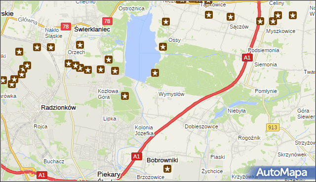 mapa Wymysłów gmina Bobrowniki, Wymysłów gmina Bobrowniki na mapie Targeo