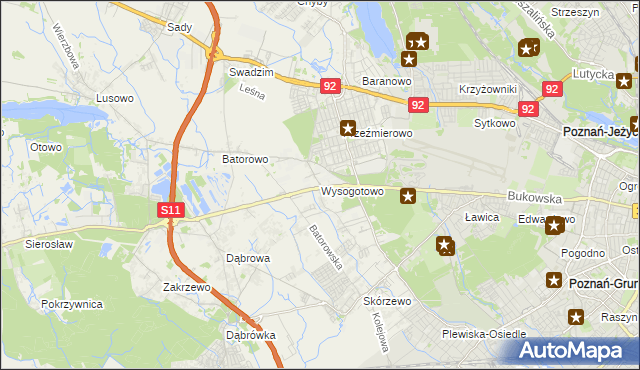 mapa Wysogotowo, Wysogotowo na mapie Targeo