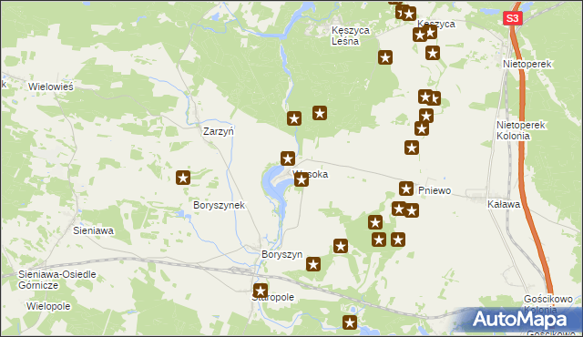 mapa Wysoka gmina Międzyrzecz, Wysoka gmina Międzyrzecz na mapie Targeo