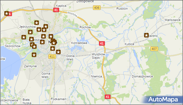 mapa Wyszków Śląski, Wyszków Śląski na mapie Targeo