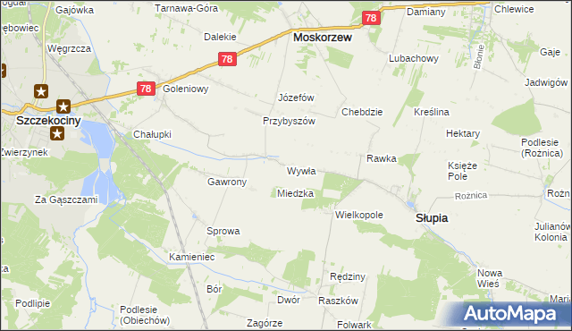 mapa Wywła, Wywła na mapie Targeo