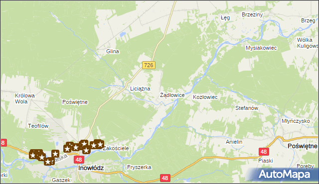 mapa Żądłowice, Żądłowice na mapie Targeo